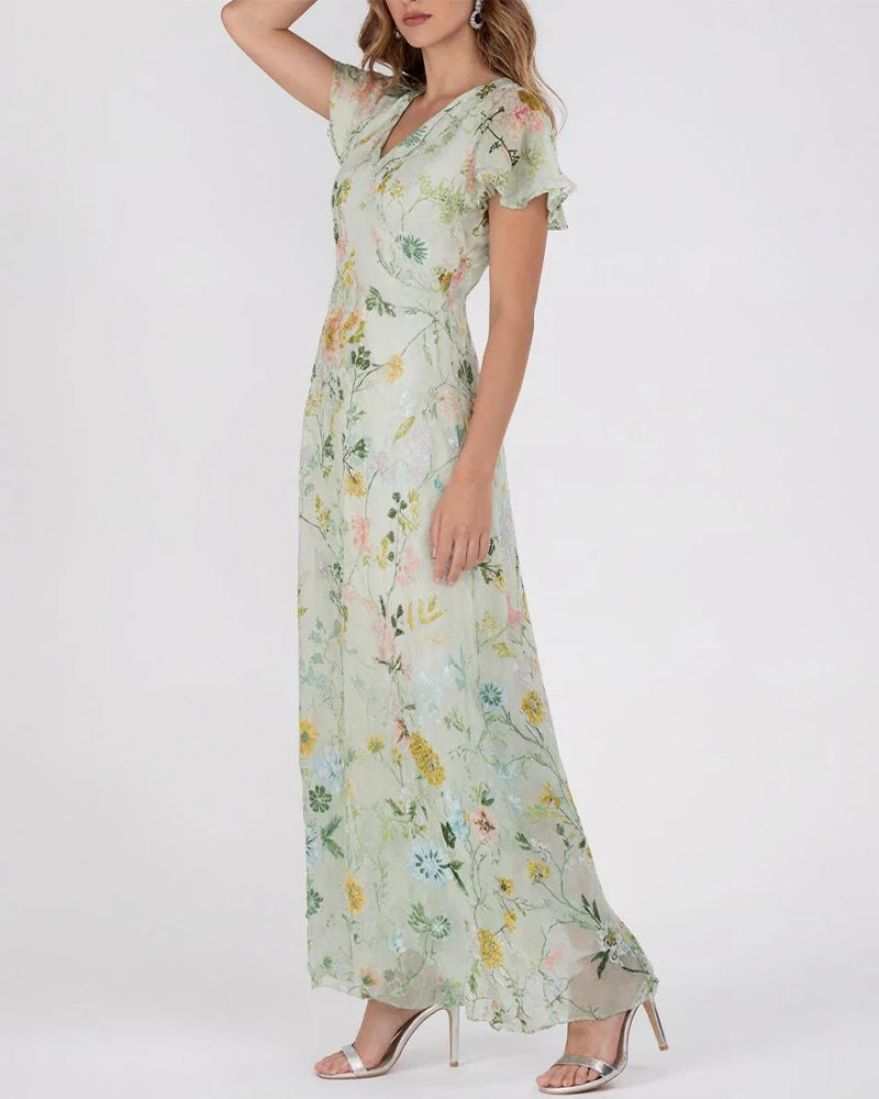Ruffle Floral Print Dress