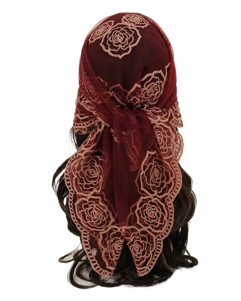 Floral Mesh Scallop Design Bandana