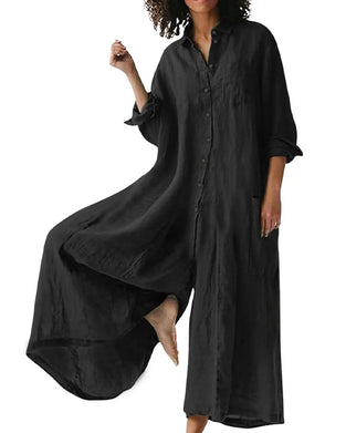 Lapel Loose Draped Casual Jumpsuit
