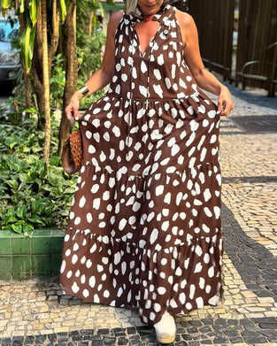 Vacation-Style Sleeveless Print Dress