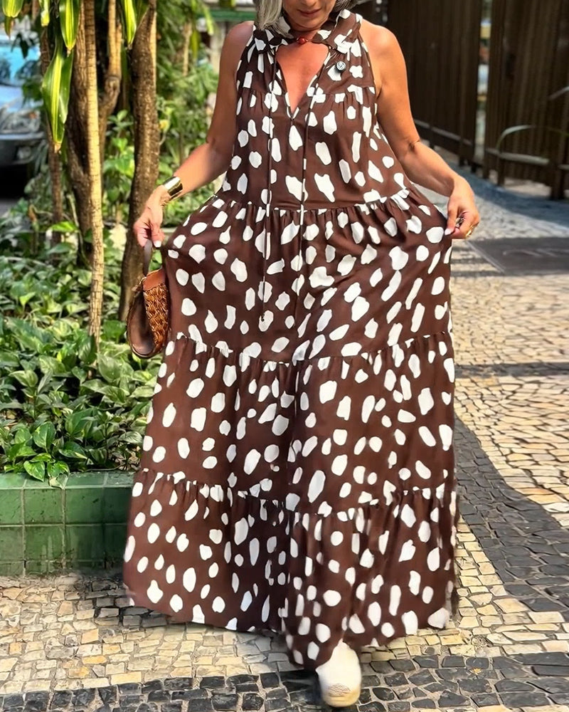 Vacation-Style Sleeveless Print Dress