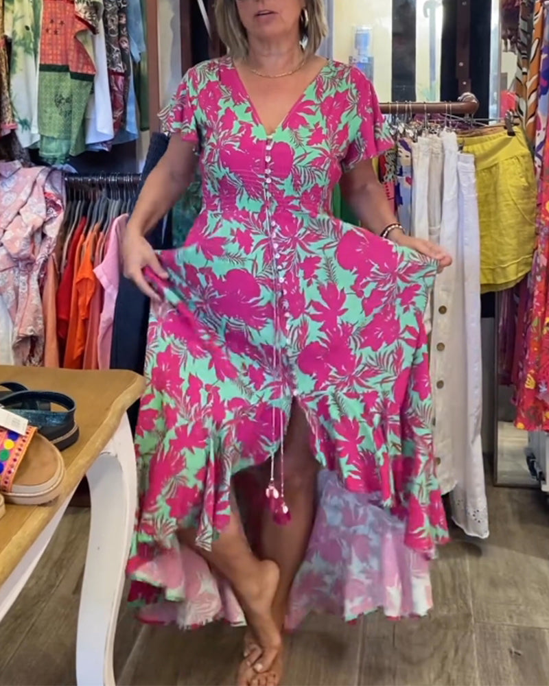 Printed short-sleeved dress