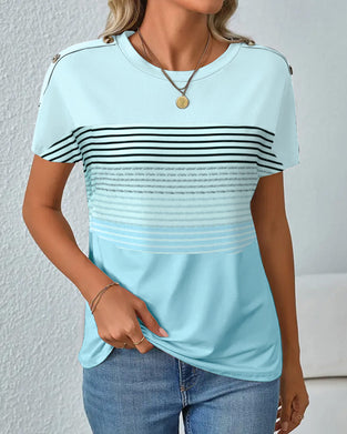 Short-Sleeved Striped Print T-Shirt