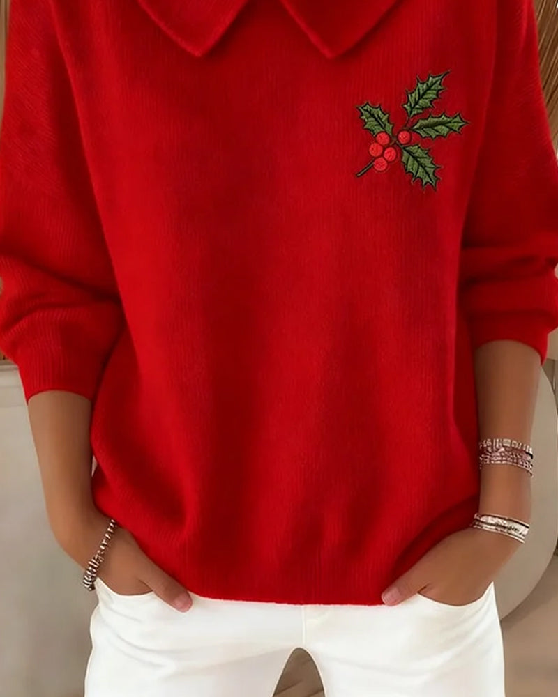 Peter Pan Collar Jacquard Pullover