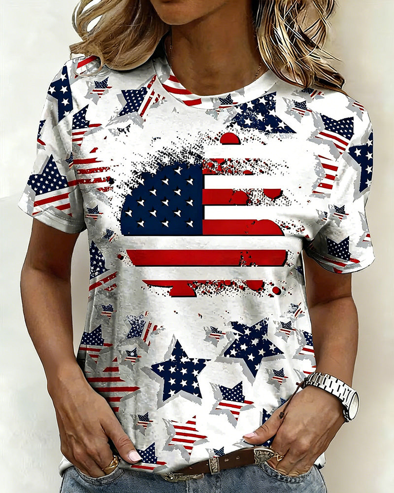 Distressed Flag All-Over Print Short-Sleeve T-Shirts