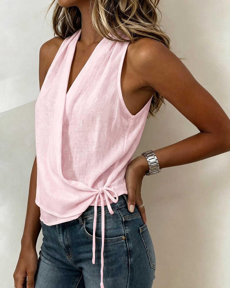 Solid Sleeveless Halter Blouse