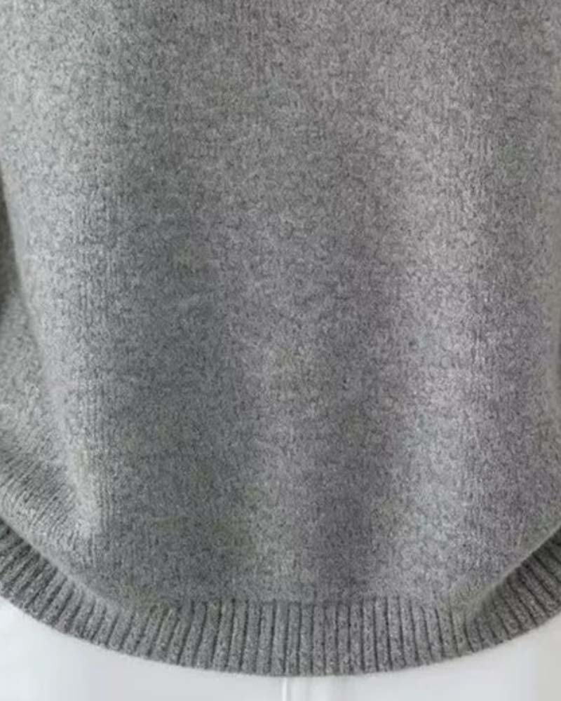 Lapel Solid Color Long Sleeve Pullover
