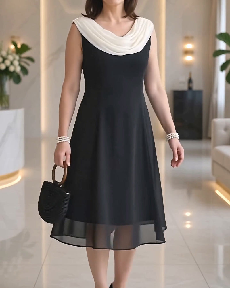 Mock-Neck Sleeveless Mesh Dress