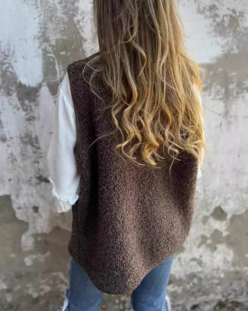 Women's Fall Button Down Short Warm Vest