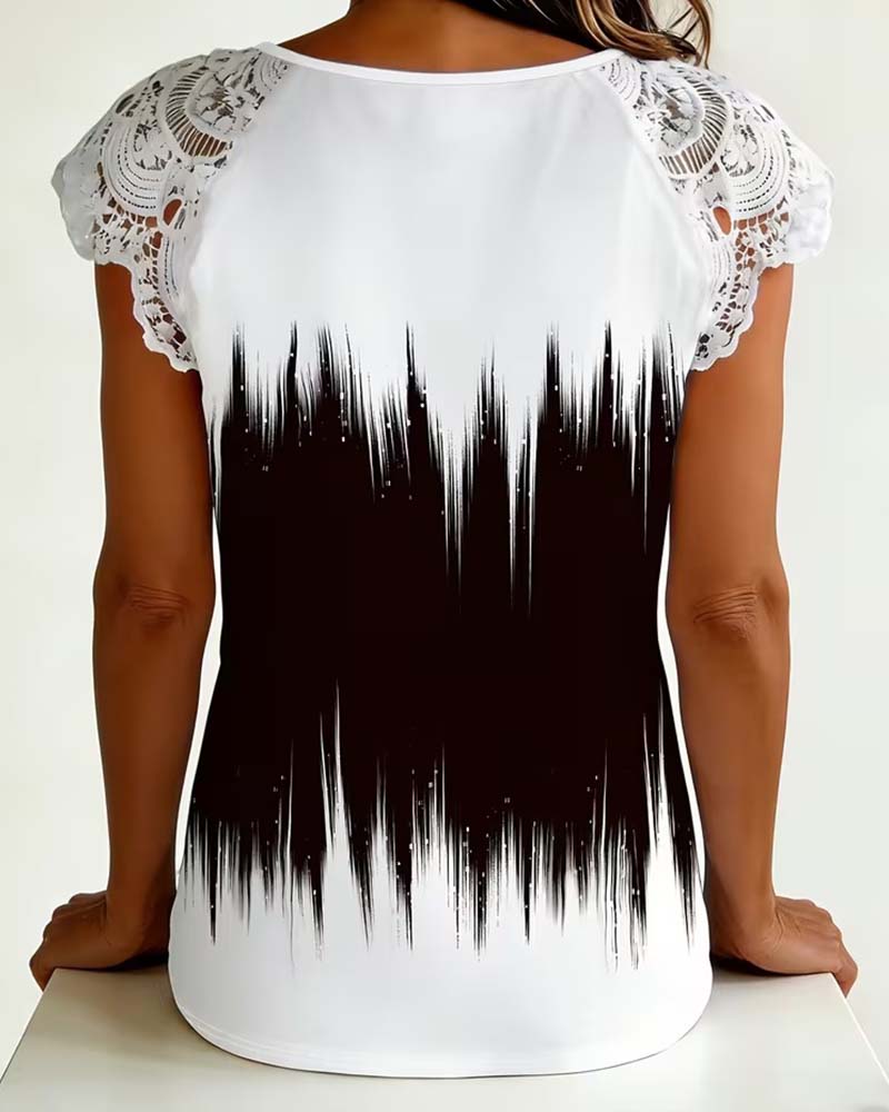 Stylish V-Neck Color Block Blouse