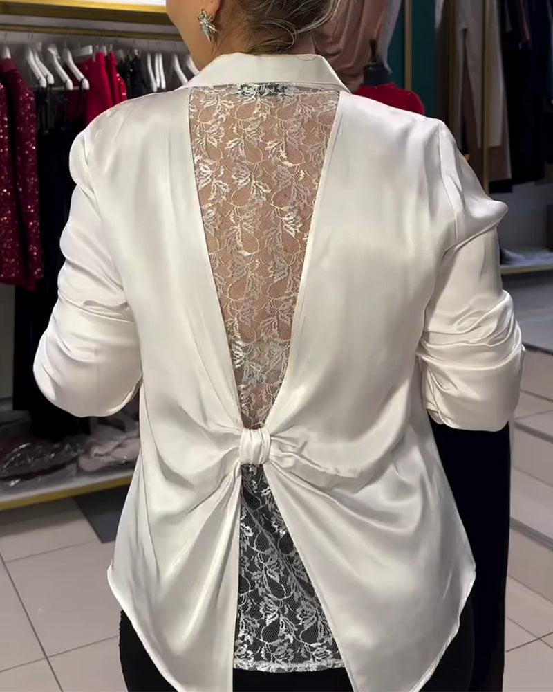 Stylish Bow-Tie Lace Blouse