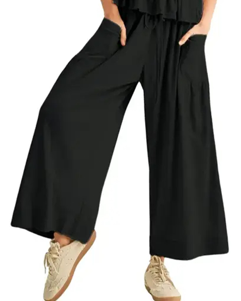 Solid-Color Short-Sleeve Set