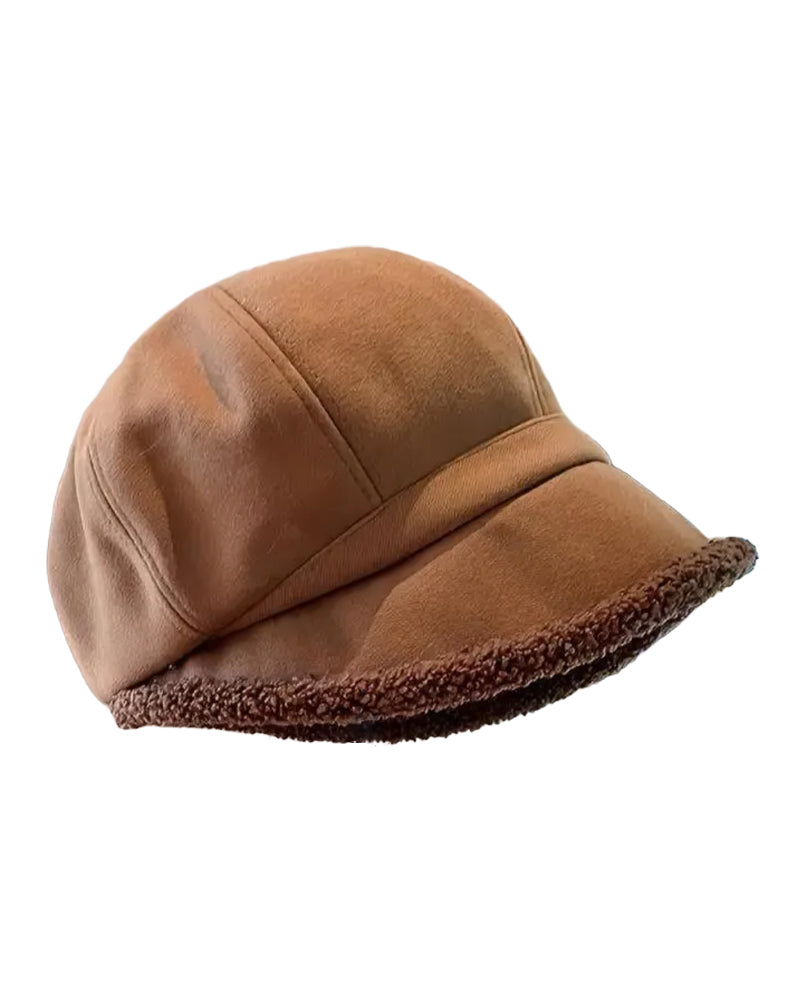 Women's Solid Color Plush Fisherman's Warm Hat
