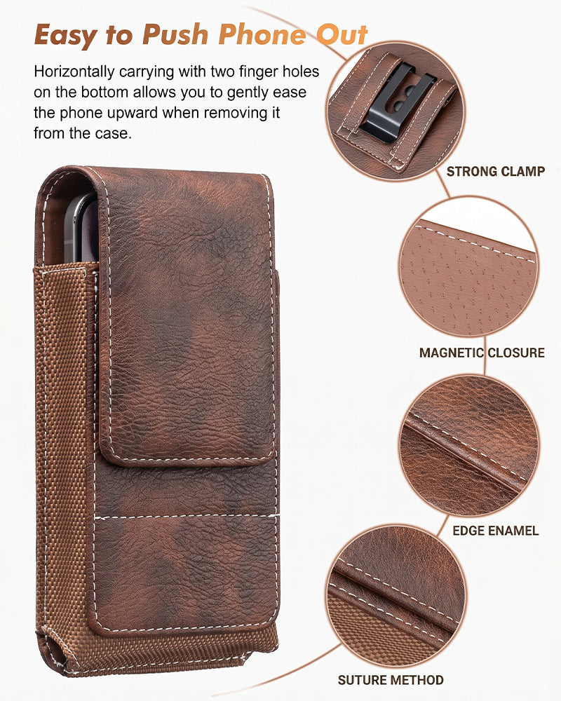 🔥Waist Belt Cell Phone Pouch 📱 Multi-Pocket Leather Holster with Card Holder