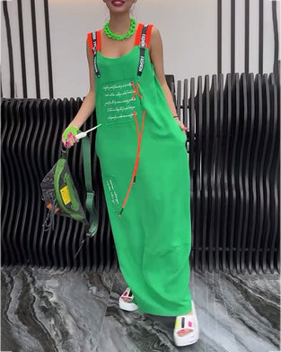 Sleeveless Personalized Letter Print Dress