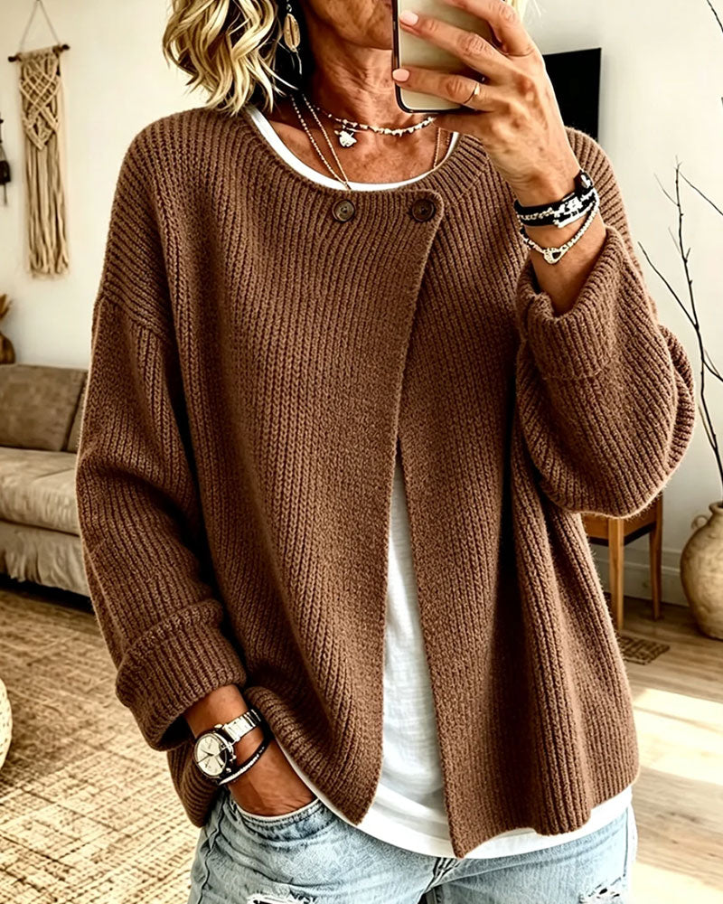 Solid Color Long Sleeve Cardigan