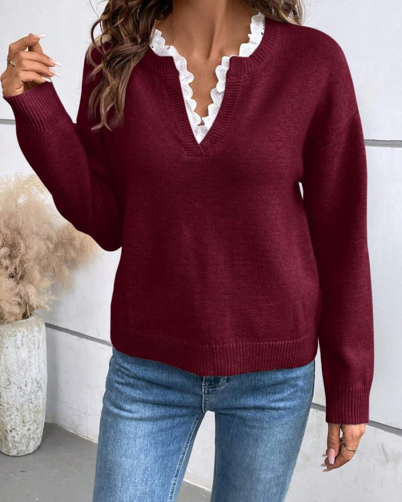 Nawarat Knitted Sweater With Lace