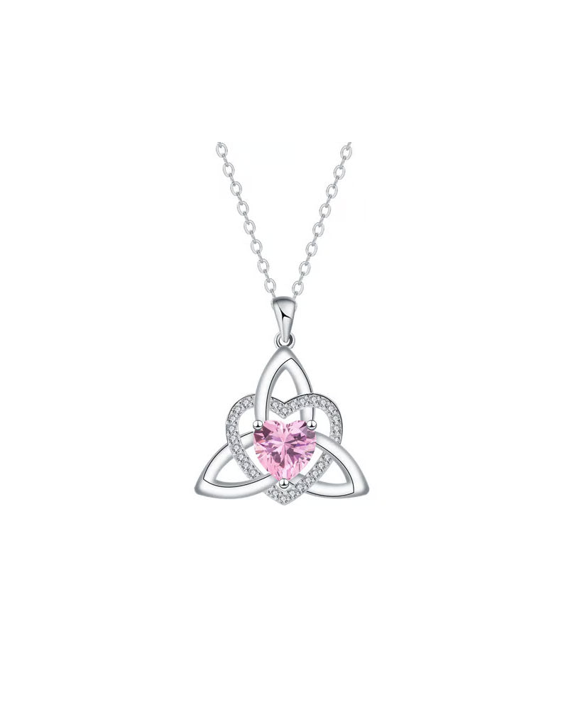 Birthstone Celtic Trinity Knot Heart Necklace✨ Heart Shape Celtic Trinity Knot Birthstone Pendant