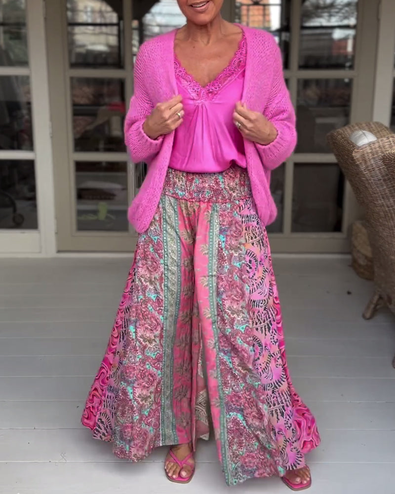 Colorful loose wide-leg pants