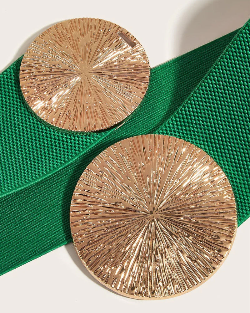 Dames Vintage Elastische Riem Met Gouden Gesp