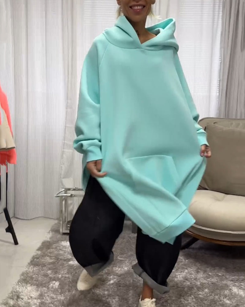 Slit Loose Long-Sleeved Hoodies