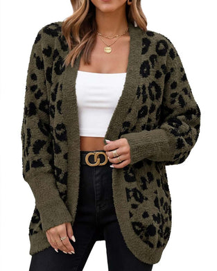 Loose Leopard Print Long Sleeve Cardigan