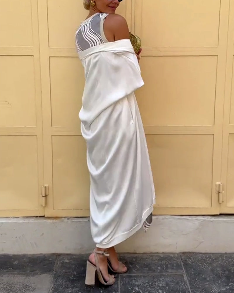 Coat Vest Fashion Print Dress Two Piece Set