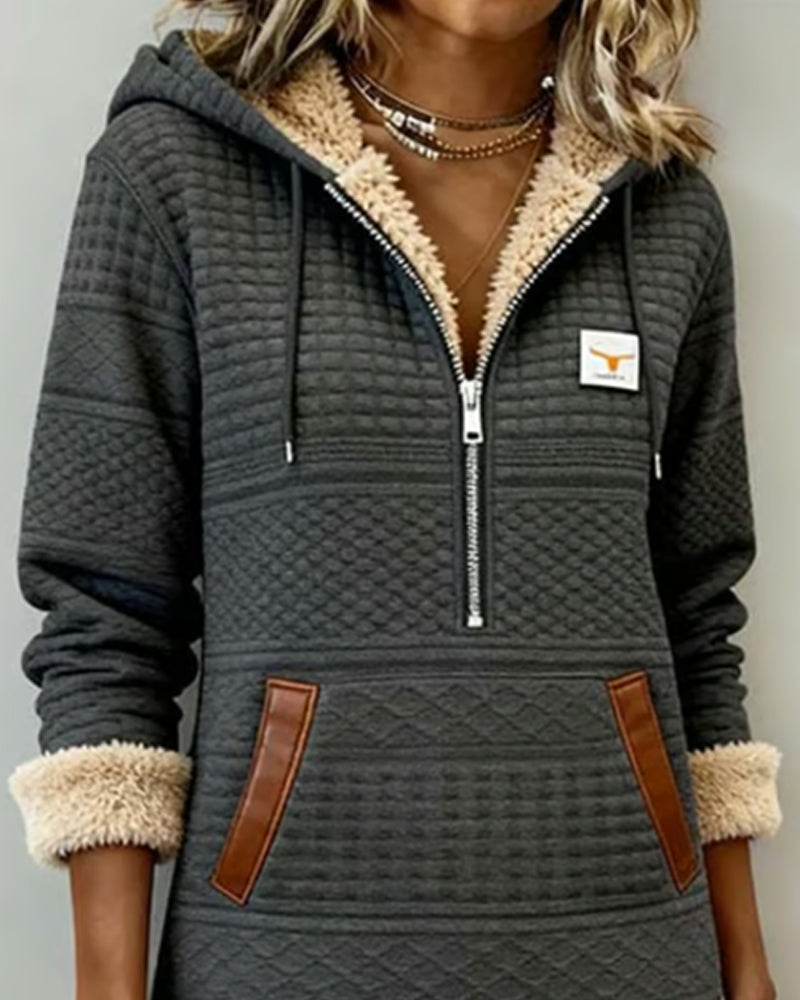 Color-Blocked Stylish Hooded Dress