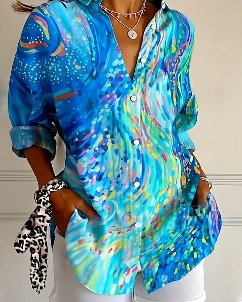 Gradient Button-Down Printed Shirt