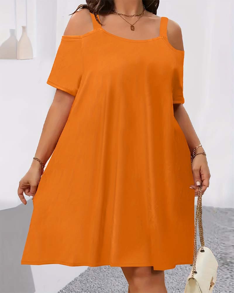 Solid Color Off-Shoulder A-Line Dress