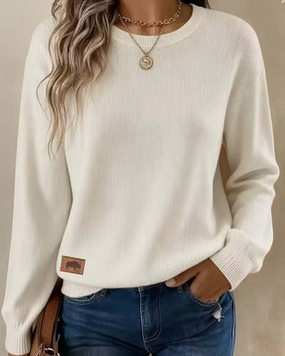 Crew Neck Long Sleeve Knit Pullover