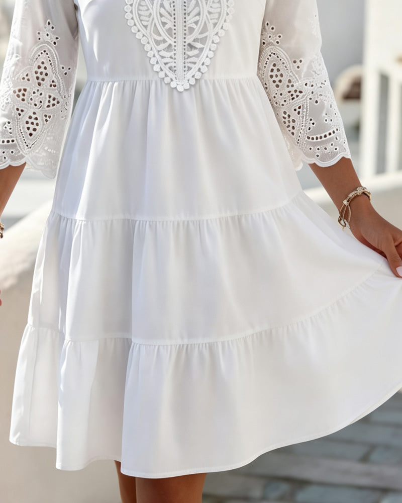 Cut-Out Tiered Midi A-Line Dresses