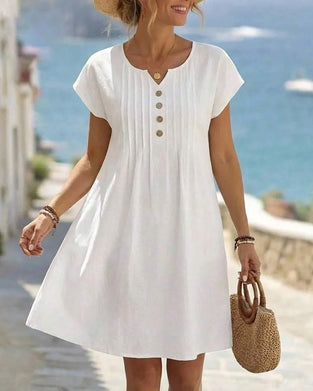 Small V-Neck Pleated Dress