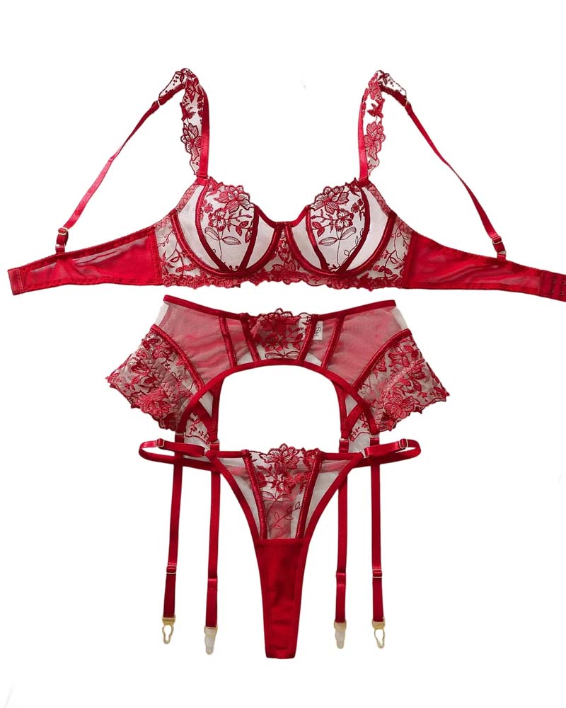 Garter Belt Lingerie Set 3 Piece