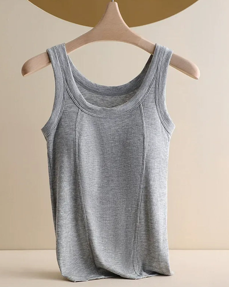 Solid Color Built In Bar Cami Top