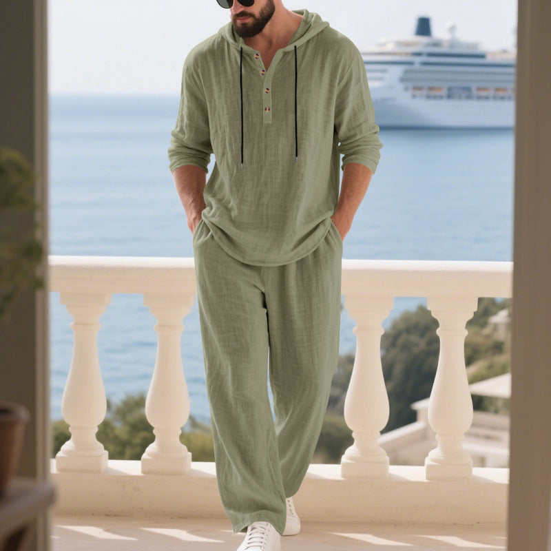 Fashion Men's Casual Long Two-Piece Set