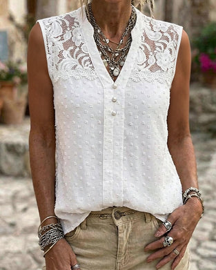 Lace Jacquard Sleeveless Tank Top