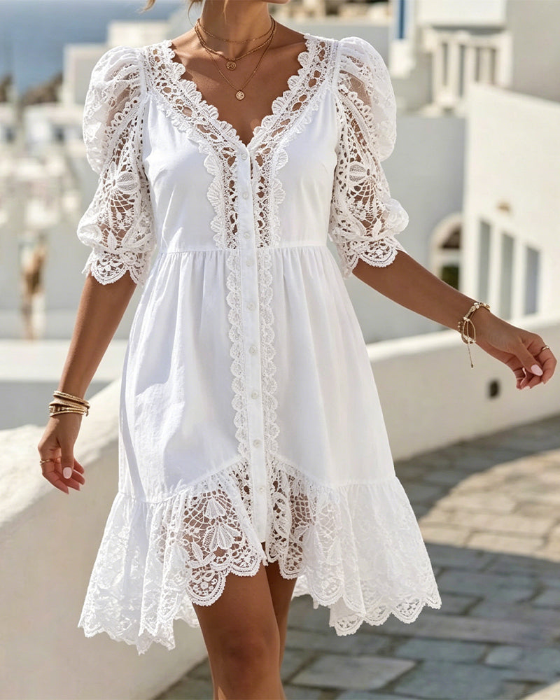 Puff Sleeve Lace Dress