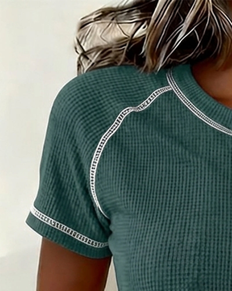 Waffle Knit Henley T-Shirt