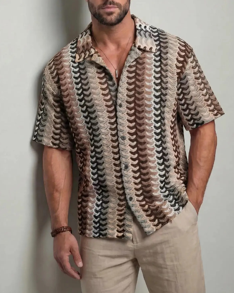 Colorful Hollow-Out Breathable Short-Sleeve Shirt