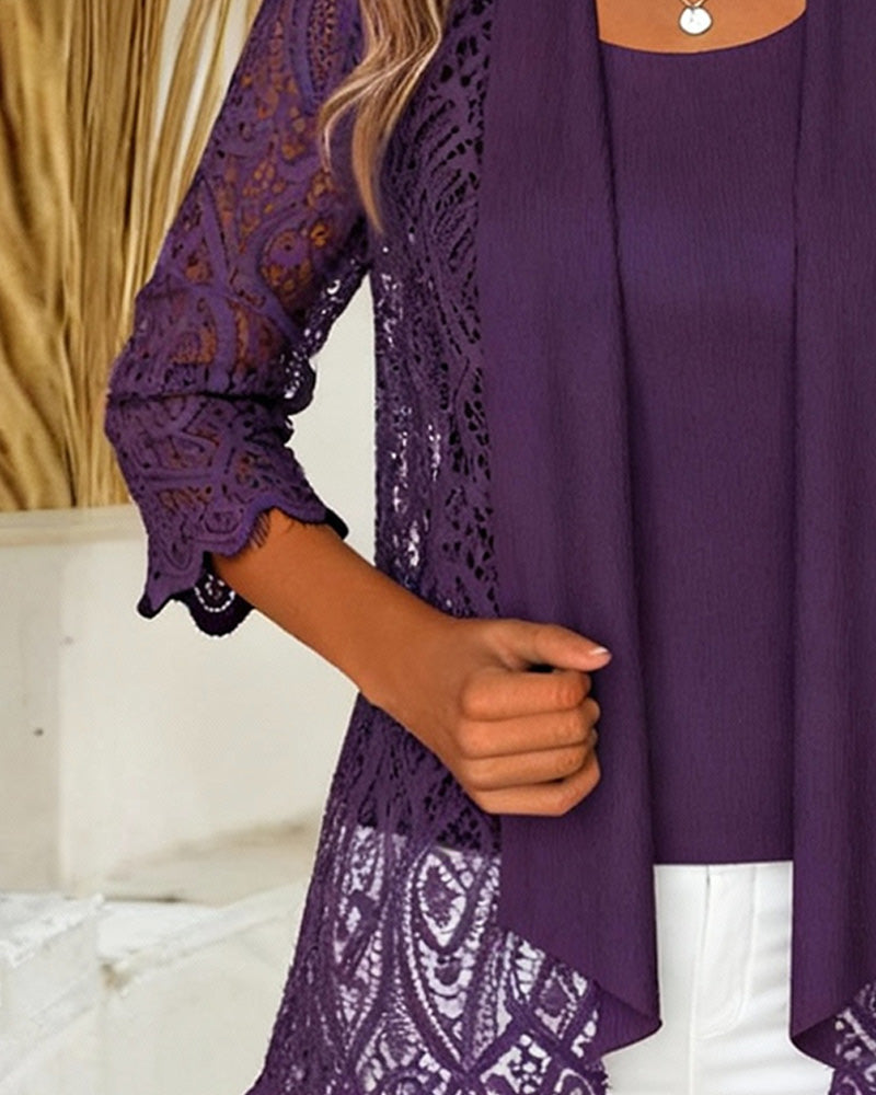 Patchwork Faux Two-Piece Top