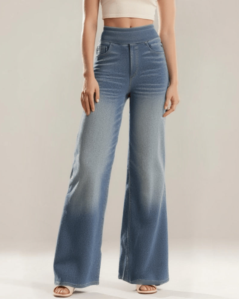 High-Waisted Washed Loose Baggy Casual Denim