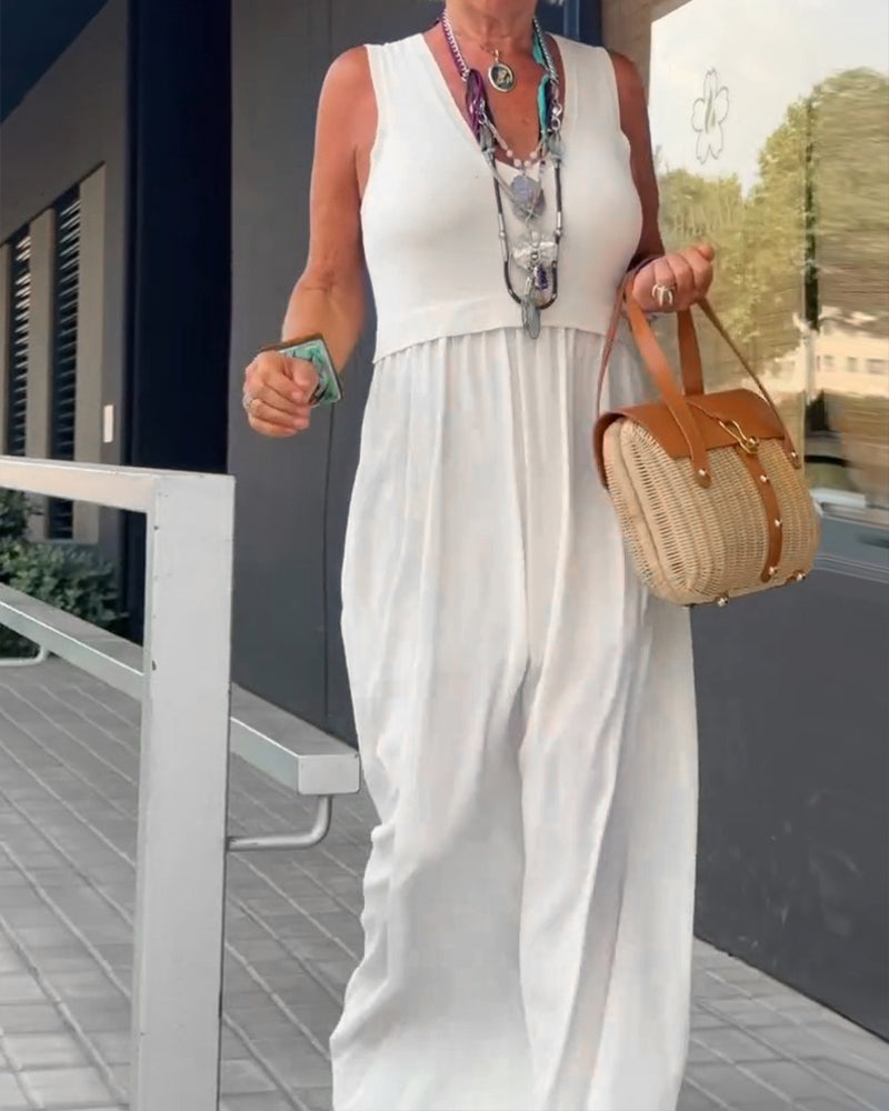 Solid Color U Neck Dress
