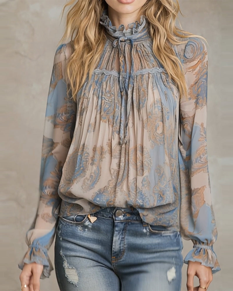 Bohemian Style Cashew Flower Fashion Blouse