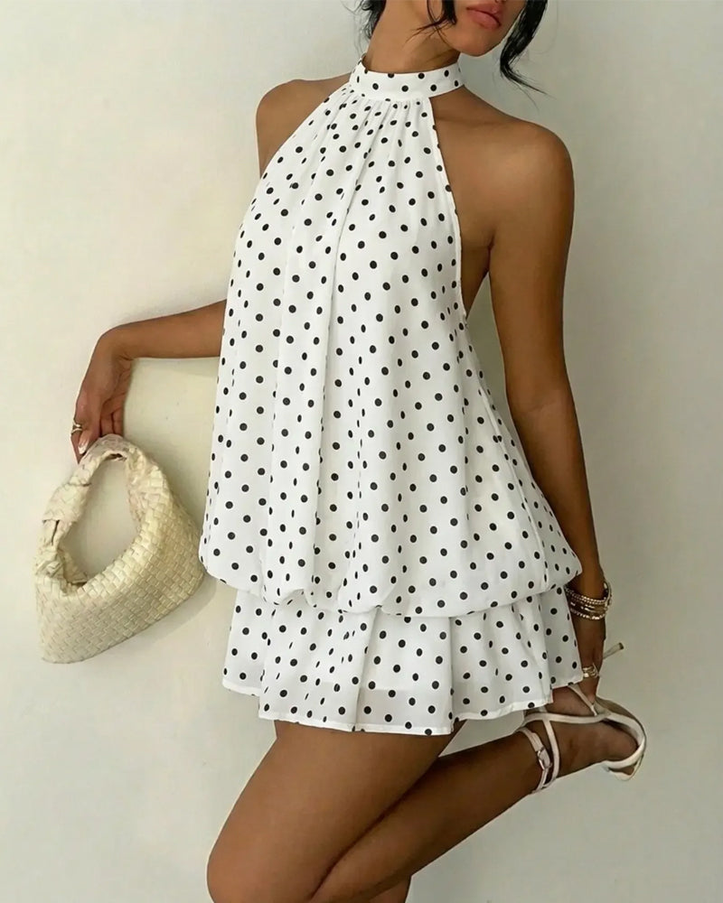 Halter Neck Chiffon Mini Dress