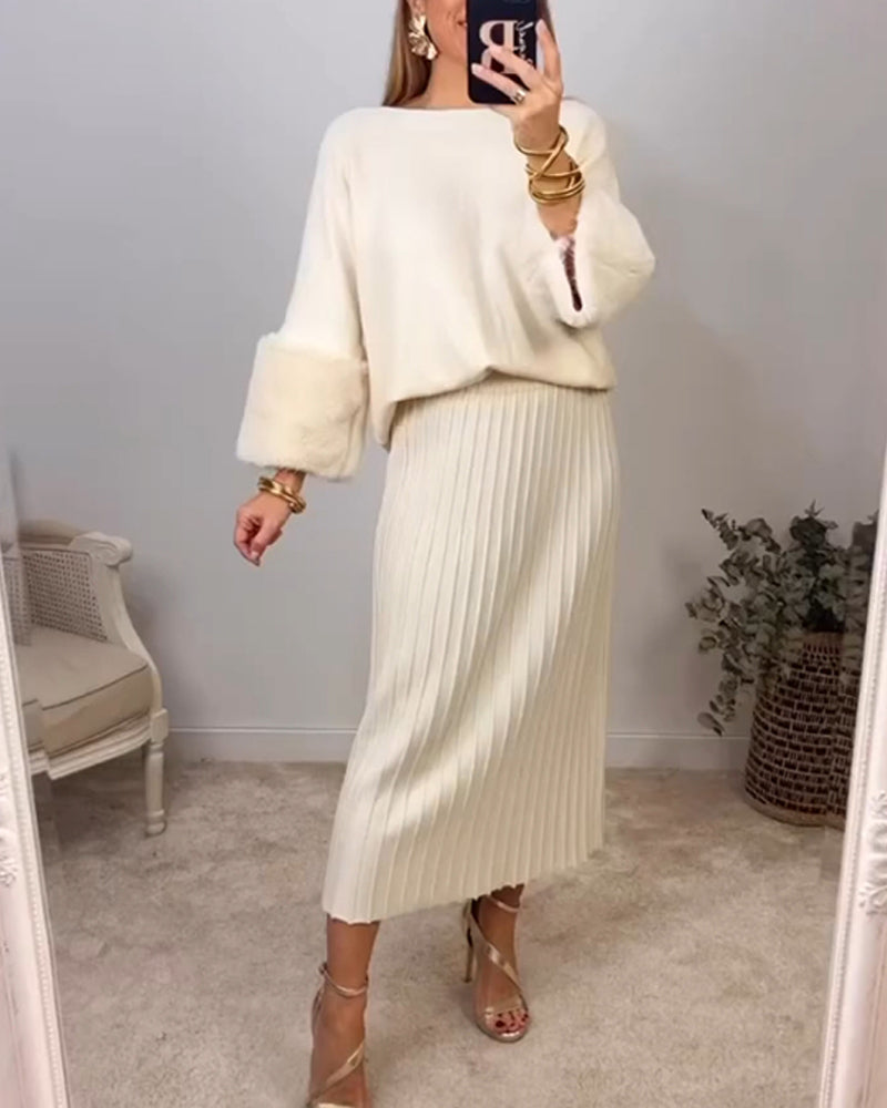 Solid color Elegant long sleeve pullover