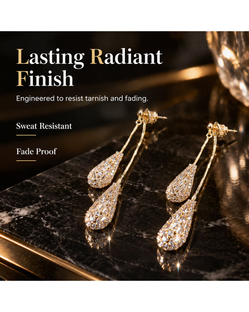 Elegant Zircon-Decorated Two-Way Teardrop Tassel Earrings for Women