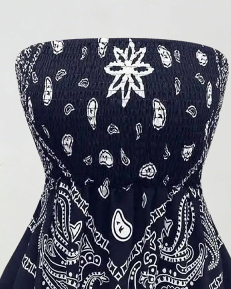 Paisley Bandeau Asymmetrical Blouse