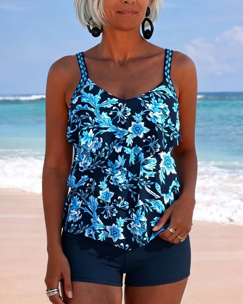 Irregular Ruffle Hem Tankini