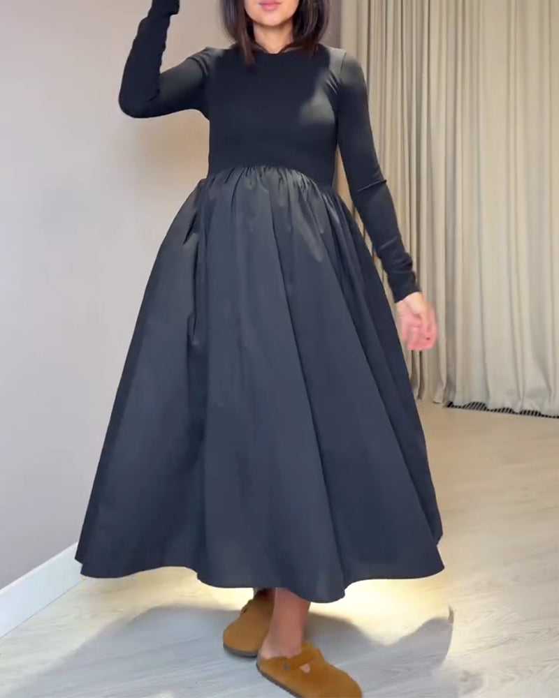 Round Neck Elegant Patchwork Dress